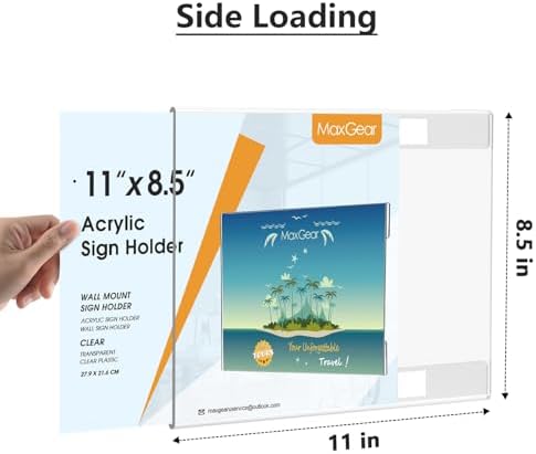 MaxGear Acrylic Sign Holder 8.5 x 11 Wall Mount, 12 Pack, Landscape - Image 2