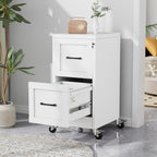 2-Drawer Rolling Metal File Cabinet with Lock, Narrow, White by Unknown
