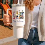 Personalized Teacher Appreciation Gift Tumbler 40oz | Custom Name Colored Pencil Design | Stanley Style Cup With Handle Straw & Lid | Insulated Stainless Steel Mug | End of Year Back to School Gift - Image 3