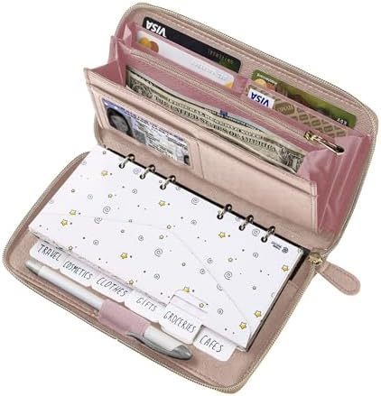 Three Way Cut Cash Envelope Wallet Rose Gold All in One Budget System RFID Blocking with 12x Tabbed Envelopes 12x Monthly Budget Cards 1x Yearly Budget Planner Sheet Complete Money Organizer Set by ThreeWayCut