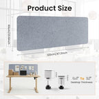 Felt Desk Divider, Clamp-On Privacy Panel, 24 x 48 Inch, Light Gray - Image 2