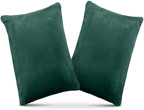 1 MIDDLE ONE 2 Pack Small Pillow, Memory Foam Mini Pillow 11 X 7 Inches for Travel, Sleeping, Nap and Neck, Knee, Lumbar Support, Tiny Cushion for Pet, Dogs (Dark Green) by 1MIDDLEONE