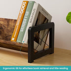 ELITEROO Desktop Bookshelf Organizer, Wood Slanted Desk Bookshelf, Small Tabletop Book Rack, Portable Mini Bookcase for Book Display, Cookbooks, Kids Reading, Office & Home Storage, Rustic Brown - Image 6