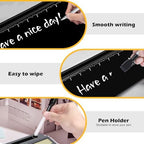 Desktop Glass Whiteboard with Calculator(12 Digit LCD Display) & Ruler Marker,Tilted Notepad Computer Keyboard Stand with Black Dry Erase Board Surface, Desk Organizers with Accessories,Black - Image 3