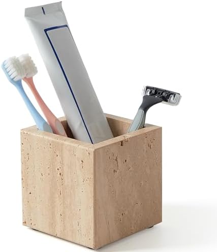 Real Luxurious Natural Marble Toothbrush Holder & Makeup Brush Organizer - Image 2