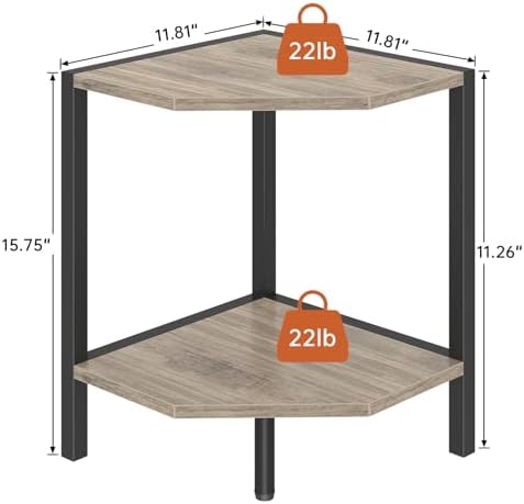 Creso hom Corner Shelf Stand, 2 Tier Industrial Corner Bookshelf - Image 3