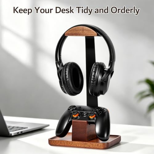 Headset Stand with Gaming Controller Holder, Headphone Stand with Storage Base, Gaming Accessories for Desk Organizer, Gamer Gift for Men Teens - Image 2