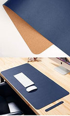 Ruby Lil Natural Cork & Leather Office Desk Mat, Dual Use Desk Matt for Desktop,Ultra Thin Waterproof PU Leather Mouse Pad,Working for Home Accessories,Navy,35"x 18" - Image 2