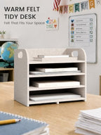 Fluxynara 4-Tier Felt File Organizer with Carry Handles, Oatmeal - Image 6