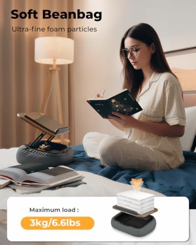 SupeDesk Lap Beanbag Book Stand with Storage, Adjustable Reading Pillow for Bed & Desk, Multi-Angle Book Stand Pillow Holder, Hands-Free Lap Reading Stand for Book,iPad, Tablet - Image 6