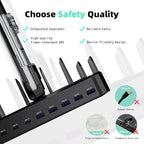 Zobirez 420W 10-Port Fast USB Charging Station for Multiple Devices, Black - Image 3