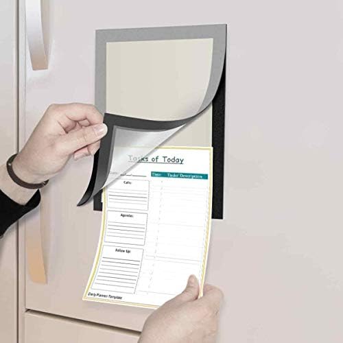 ZHIDIAN Document Sign Holder Pockets with Magnetic Back, Plastic Poster Picture Notice Display Frame for Fridge/Whiteboard/Chalkboard/Cabinet, 8.5 x 11.6 Inches, Silver, 12 Pcs - Image 2