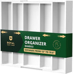 ROYAL CRAFT WOOD Luxury Bamboo Kitchen Drawer Organizer - Silverware Organizer - Utensil Holder and Cutlery Tray with Grooved Drawer Dividers for Flatware and Kitchen Utensils (5 Slot, White) by ROYALCRAFTWOOD