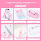 Gawsey Desk Organizers and Accessories with Desk Organizer 360° Rotating Pen Holder and Office Supplies, Cute Stationery Supplies Set (Pink) - Image 5