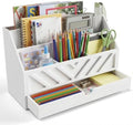 SRIWATANA White Desk Mail Organizer with Drawer, 5 Slot Countertop Sorter by SRIWATANA