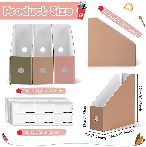 Colarr 24 Pcs Morandi Cardboard Magazine File Holder with Label Stickers - Image 2