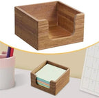 2pcs Acacia Wood Sticky Note Holder for Desk, Rustic Business Card Box Dispenser - Image 4