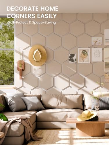 Fluxynara 8-Pack Hexagon Felt Bulletin Board Tiles, Oatmeal - Image 4