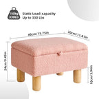 Aibiju Teddy Velvet Small Ottoman Foot Rest, Foot Stools with Storage Small, Upholstered Rectangle Wood Ottoman with Safety Hinge Flip Top, Bed Stool for Bedroom Dorm Teddy Pink YD-JD136P - Image 3