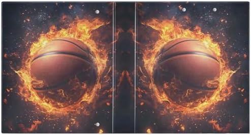 JIPONI 3 Ring Binder Basketball Fire 1 Inch Round Binders for Men Women Students, Cute File Organizer for Office Home School - Image 2