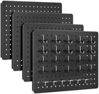Pegboard Organizer Kit, 4 Pack 12 x 16 in Metal Panels with 6 Bins, Black by PHXGrove