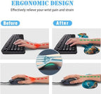 Keyboard Wrist Rest+Mouse Wrist Pad+Desk Pad Set,Memory Foam Ergonomic Easy Typing Pain Relief for Computer Laptop Office Home - Cute Turtle - Image 3