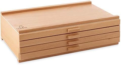 7 Elements 4 Drawer Wooden Artist Storage Supply Box for Pastels, Pencils, Pens, Markers, Brushes and Tools - Image 4
