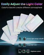 Case Keyboard for Samsung Galaxy Tab S10 Lite / S10 FE / S9 FE / S9 / S8 10.9-11 inch Cover - 7 Color Rainbow Change Backlit Detachable Magnetic Keyboard with S Pen Holder with Mouse - Pink - Image 3