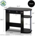 Furinno GO GREEN Desk, 31.5" Wide Gaming Desk with 2 Side Shelves and Storage Bins, Computer Desk, Office Desk for Home Office, Study Room, Dorm, Bedroom, Black - Image 2
