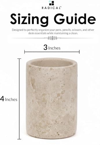 Radicaln Marble Pen Holder for Desk 4" - Pencil Holder & Makeup Brushes Cup - Image 6