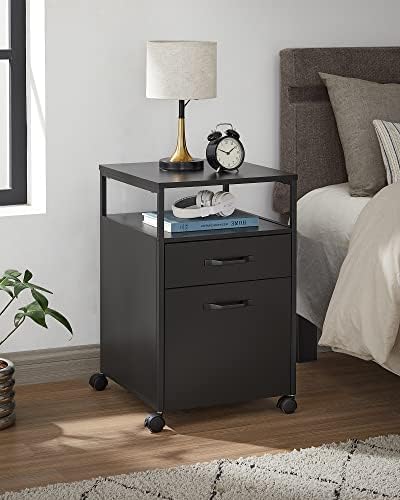 VASAGLE File Cabinet with Wheels, 2 Drawers, Open Shelf - Image 2