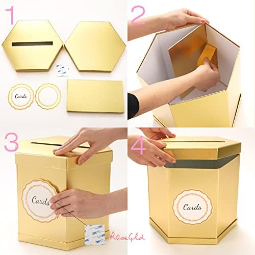 ROSEGLD Gold Card Box, Card Receiving Box 12x10x10 Inches - Image 5