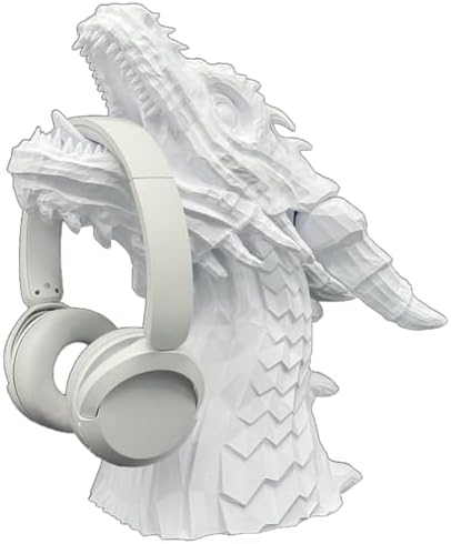 Dragon Headphone Stand and Holder, Gamer Gift, 15" Tall Statue for Gamers (White, Large) by Unknown