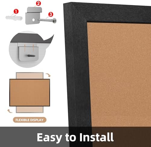 Extra Large Cork Bulletin Board 60" X 48", Black Wood Framed 5'x4' Corkboard for Wall, Wall Mounted Notice Pin Board with 18 Push Pins for School, Home & Office - Image 7