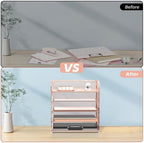 Supeasy 5 Trays Paper Organizer Letter Tray with Handle-Mesh Desk File Organizer, Paper Sorter Desk Organizer for Office, Home or School (Rose Gold) - Image 6