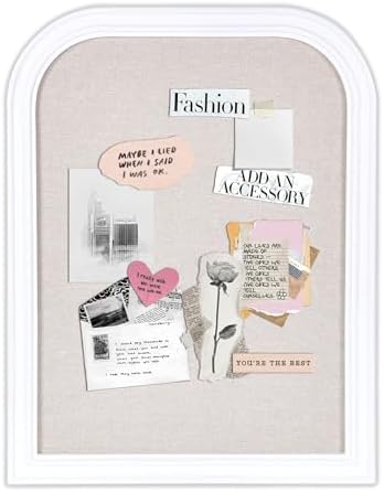 Bulletin Board with Linen, 17x13 inches Bulletin Board with White Wood Style Frame, Decorative Hanging Pin Board Vision Board Message Board for Office School Home Decor(2R&2S,L-4333,1p) by Aitakatta