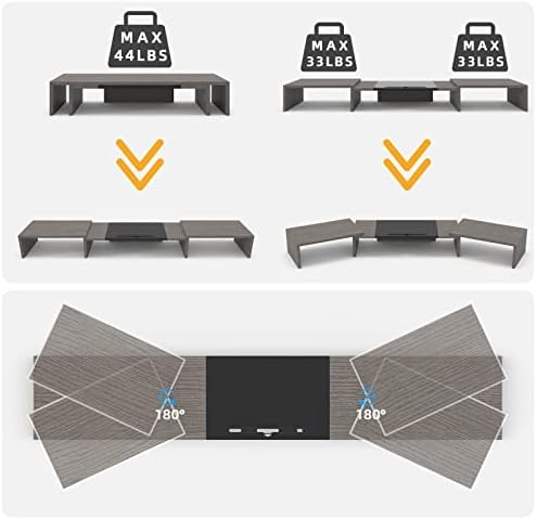 WESTREE Triple Dual Monitor Stand Riser, 56" Extra Long Monitor Stand for 1~2~3 Monitors, Monitor Stand with Length and Angle Adjustable, 3 Shelf Desktop Organizer Riser for Monitor Computer Laptop - Image 5