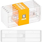 Yieach 5 Pack 6 Inch Tall Acrylic Drawer Divider for Clothes-Expandable from 12.3-18''-Adjustable Dresser Deep Drawer Dividers for Baby Clothing,Underwear,Clear in Drawer Separators for Kitchen,Office by Yieach