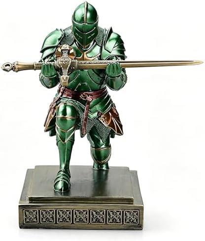 Medieval Warrior Knight Pen Holder Fun Desk Accessories Paperweight Green - Image 3