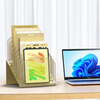 Sinboun Inclined Desk File Organizer Folder Holder with 8-Section, Gold - Image 2