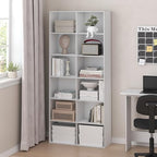 Furinno Basic Book Shelf, 12-Cube Bookshelf, Bookcase with Open Shelf, Cube Storage Organizer, 12 x 32 x 71, for Living Room, Home Office, White - Image 2