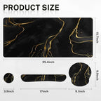 Britimes Keyboard Mouse Pad Set, 4 in 1 Desk Mat Set, Marble Black Gold - Image 2