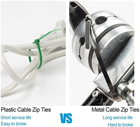 XINGO 8 inch Metal Zip Ties (600 Pack), 304 Stainless Steel Heavy Duty Zip Ties, 300lbs Tensile Strength, Multi-Purpose Self-locking Cable Ties for Exhaust Wrap, Outdoor and Canopy Etc - Image 6