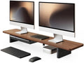 Fenge 42.5" Dual Monitor Stand with Storage Drawer & Solid Wood Legs, Brown by Fenge