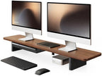 Fenge 42.5" Dual Monitor Stand with Storage Drawer & Solid Wood Legs, Brown by Fenge