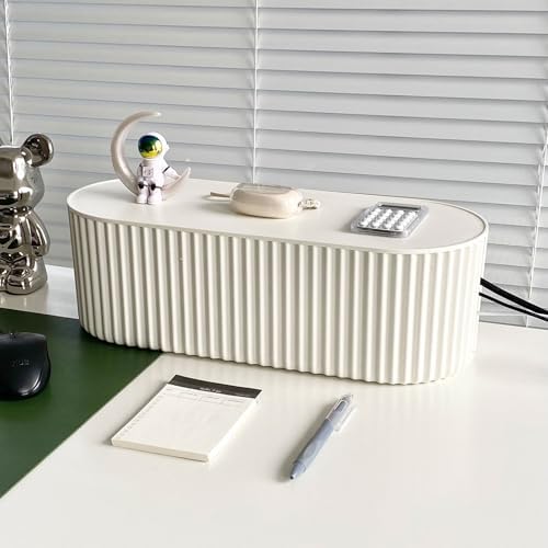 White Cable Management Box with Lid, Large, Plastic - Image 6