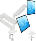MOUNTUP Dual Monitor Stand for Desk, Monitor Arms for 2 Monitors Max 32 Inches, Height Adjustable Double Monitor Mount, VESA Mount with C-Clamp & Grommet Base, Holds 4.4-17.6lbs, White by MOUNTUP