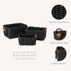 LA JOLIE MUSE Small Wicker Baskets for Organizing, Black 3 Pack - Image 2