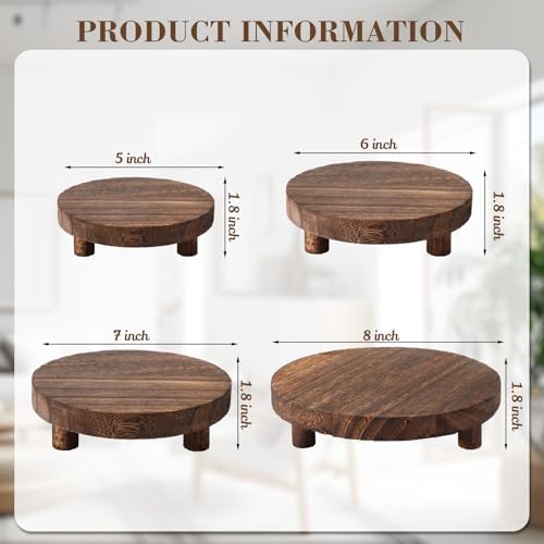 Geetery 4 Pcs Wooden Risers for Display Wood Pedestal Stand, Brown - Image 2
