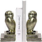Vintage Gold Owl Bookends,Resin Animal Decorative Book Ends for Shelves,Book Holder with Anti-Slip Base,Luxurious Bird Bookends for Kids Rooms Office Home Decor,Unique Book Lover Gift by Kakizzy
